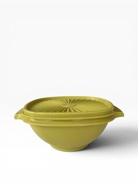 Tupperware Olive Green Servalier Bowl #840 and Lid #841 Vintage Kitchen Storage